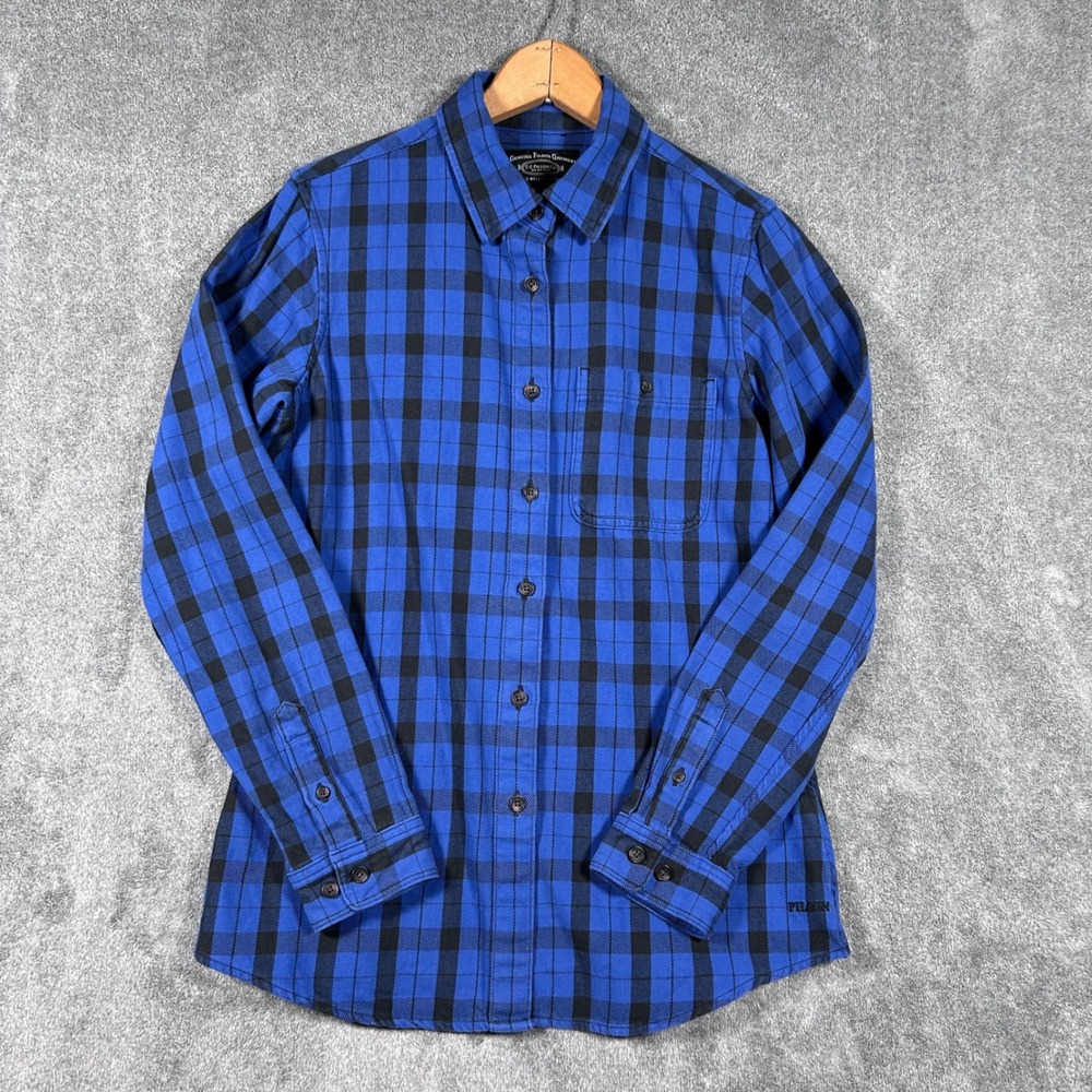 Filson Flannel Shirt Mens M Blue Black Buffalo Check Button Down FCOP015813